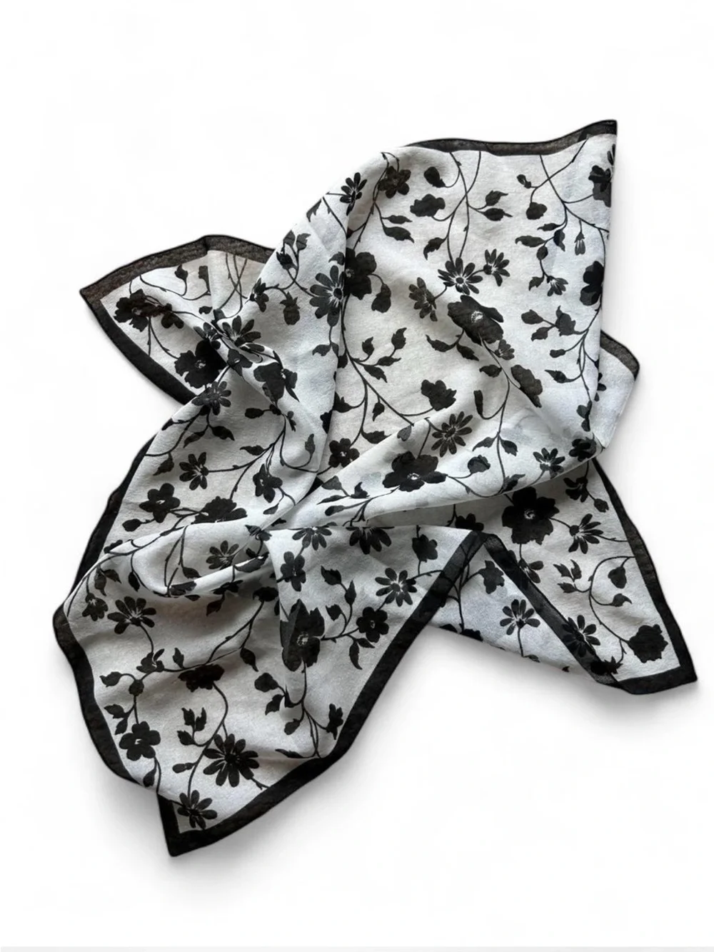 Black White Sheer Floral Bandana Scarf Goth Whimsigoth Boho Grunge Coquette Hair